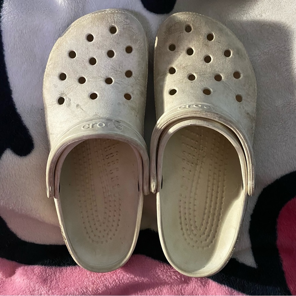 Worn White Crocs